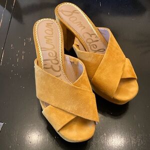 Sam Edelman bright Yellow Mules with Crossover Strap